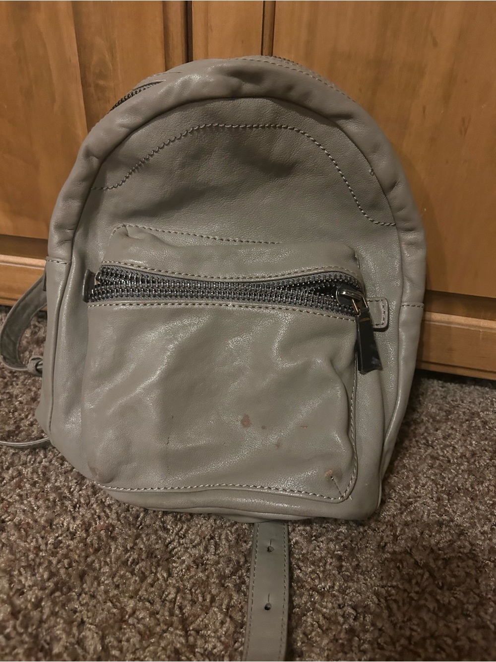 Frye Light Gray Leather Mini Backpack